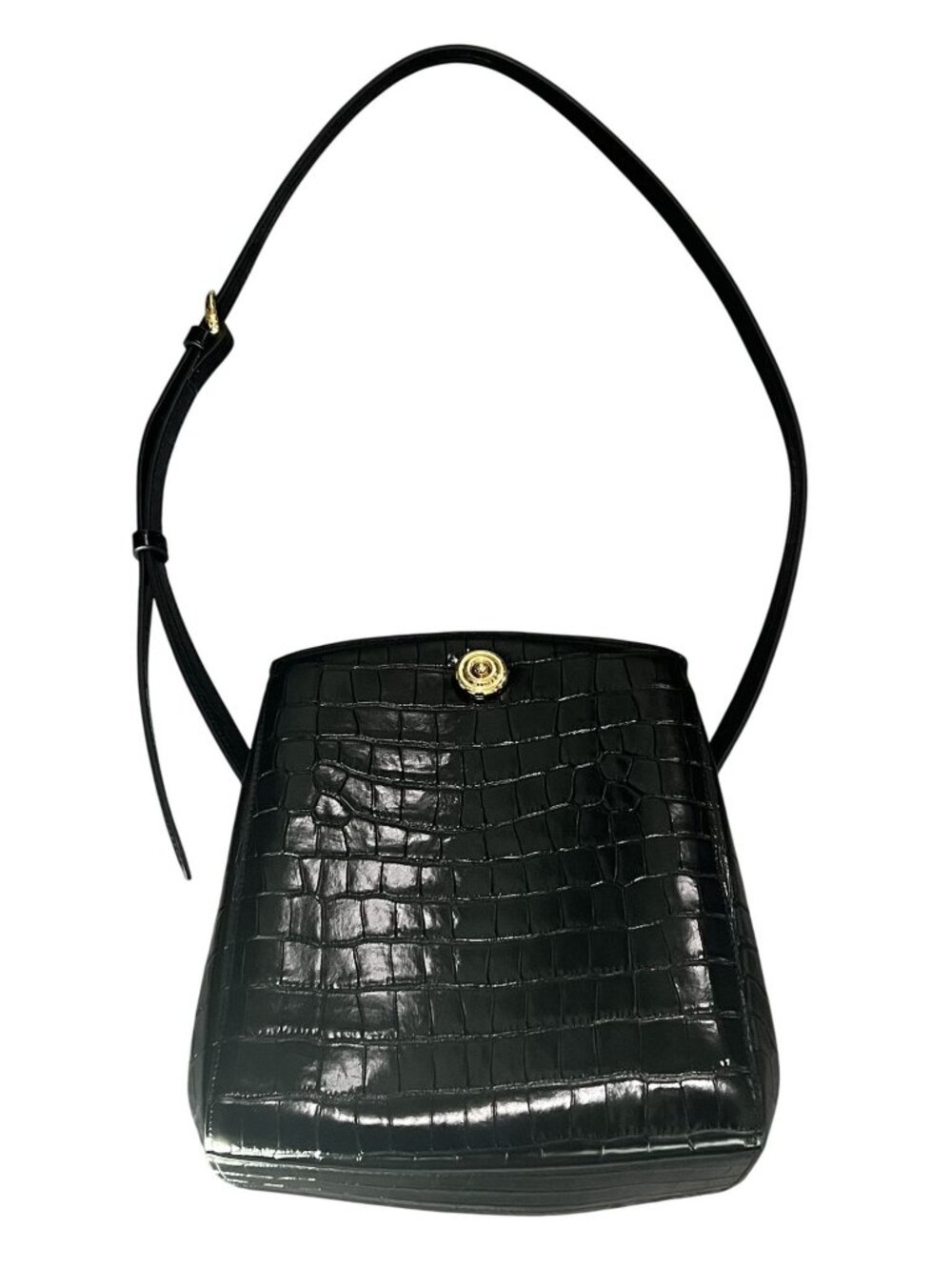 Liffner Pushlock Crossbody Bag in Black Croc